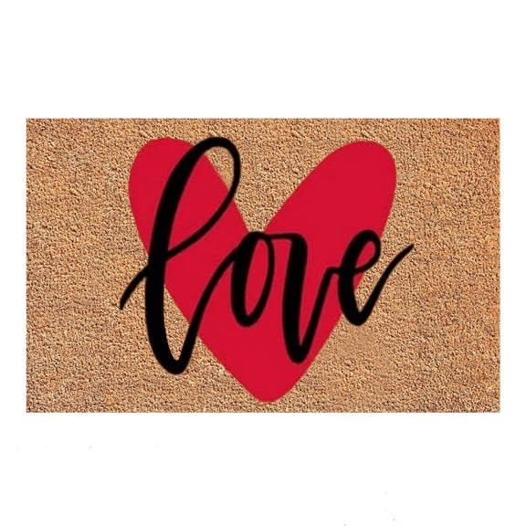 Fsqjgq Valentine's Day Welcome Doormats for Outdoor Entrance Polyester Non Slip Home Indoor Floor Mats Heart Print Bathroom Kitchen Carpet Entry Rug,16"x 24" 1 Piece F