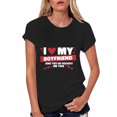 thumbnail image 1 of Fsqjgq Valentine's Day Womens Tops Couples Matching Tee Shirts I Love My Boyfriend Letter Print T Shirt Funny Graphic Tee Tops 2XL, 1 of 7