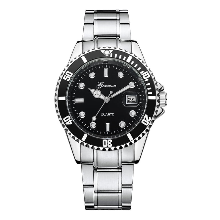 Fsqjgq Watches for Men Classic Stainless Steel Date Sport Quartz Analog  Wrist Watch Mens Dress Watches Black - Walmart.com