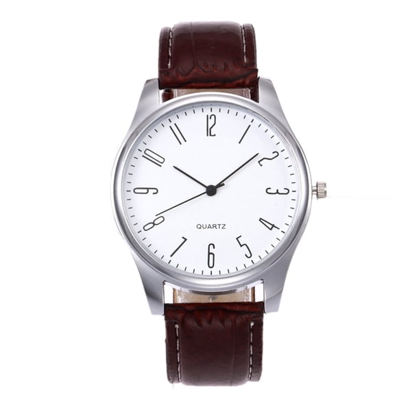 Fsqjgq Watches for Men Leather Strap Black Dial Quartz Wrist Watch Easy Reader Casual Watches