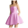 thumbnail image 1 of Fsqjgq Wedding Guest Dresses for Women Evening Party Dress Fashion Dress for Women Elegant Strapless A Line Dress Slim Waist Sleeveless Short Prom Gown for Birthday Party Mini D L, 1 of 3