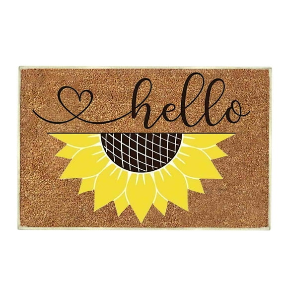 Fsqjgq Welcome Doormats With Sunflowers Funny Indoor Outdoor Entrance Carpet Non Slip Polyester Floor Mats Entry Rug,15"x 23" 1 Piece Khaki