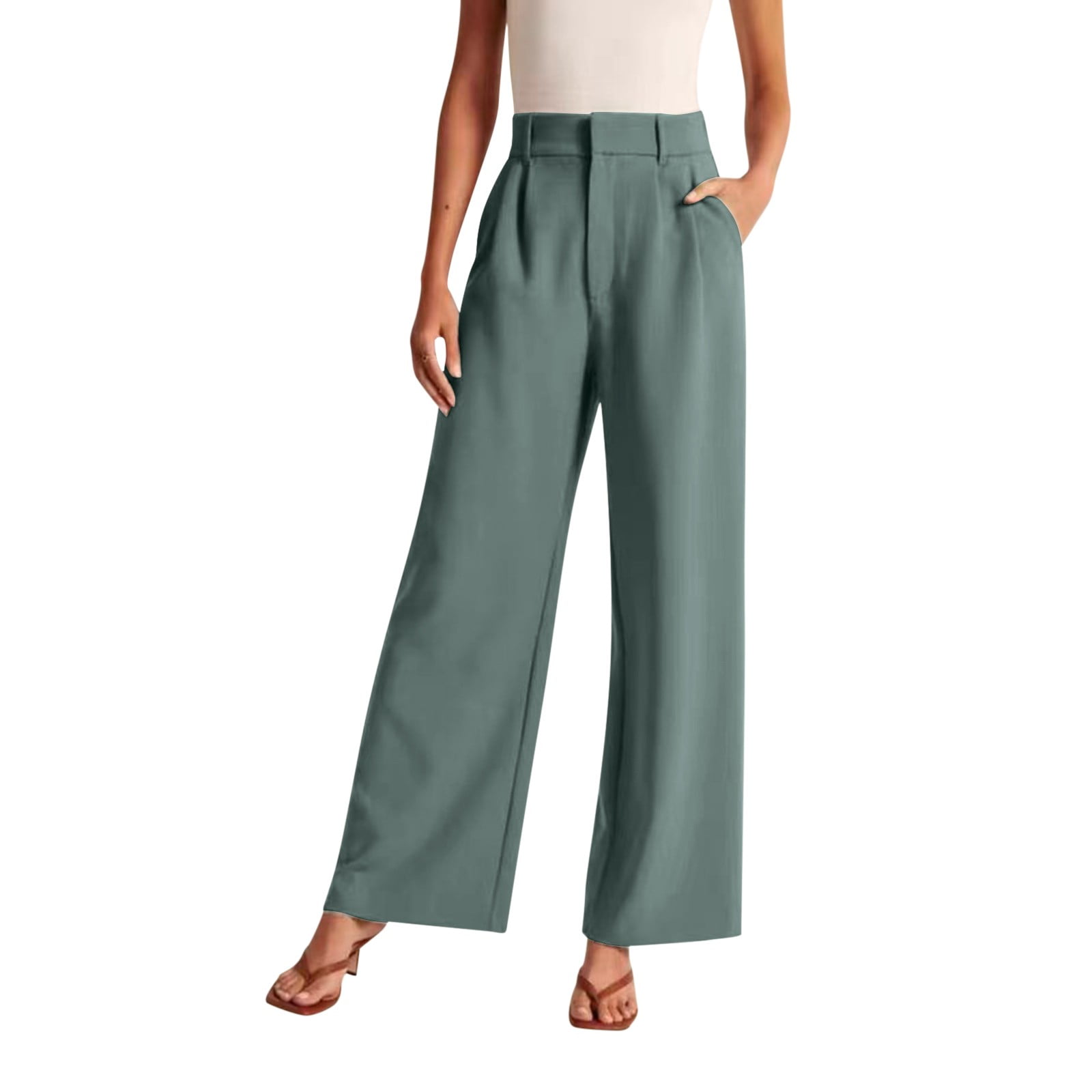 Fsqjgq Wide Leg Pants for Women Work Business Casual High Waist Dress — free download