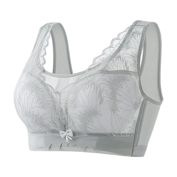 Fsqjgq Wireless Bras for Women Plus Size Floral Lace Sports Bra Full Coverage Back Support Everyday Bras Plus Size Tank Tops Comfort Underwear Bralettes 40