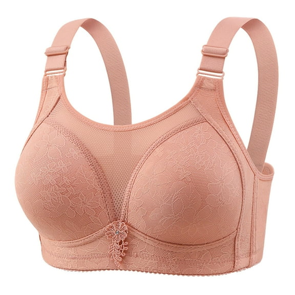 Fsqjgq Wireless Bras for Women Large Size Gathered Push Up Bra Elderly Bralettes Mother's Thin Underwear Full Coverage Back Support Sports Bra 44