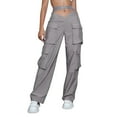 thumbnail image 1 of Fsqjgq Women High Waisted Business Casual Pants Womens Pants Casual 2024 Cargo Pants Woman Relaxed Fit Baggy Clothes Black Pants High Waist Zipper Slim Drawstring Waist with Pockets Loose Plus Size W, 1 of 9