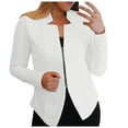 thumbnail image 1 of Fsqjgq Women's 2024 Fall Blazer Jackets Business Casual Work Jacket Suit Open Front Cardigans Fully Lined Zipper Notch Cropped Work Jacket Suits White L, 1 of 5