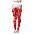 thumbnail image 1 of Fsqjgq Women's Christmas Leggings Plus Size Snowflake Printed Fitness Workout Yoga Leggings High Waisted Seamless Tights Pants White XL, 1 of 5
