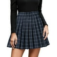 thumbnail image 1 of Fsqjgq Women's Mini Skirt Preppy Fashion High Waist A-line Pleated Skirts Performance Versatile Plaid Skirt Skater Skirts M Navy, 1 of 5
