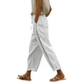 thumbnail image 1 of Fsqjgq Womens Casual Capri Pants Sequin Pants Women Casual High Waist Pants Drawstring Capri Pants with Pockets Wide Leg Cropped Pants for Women White S, 1 of 7