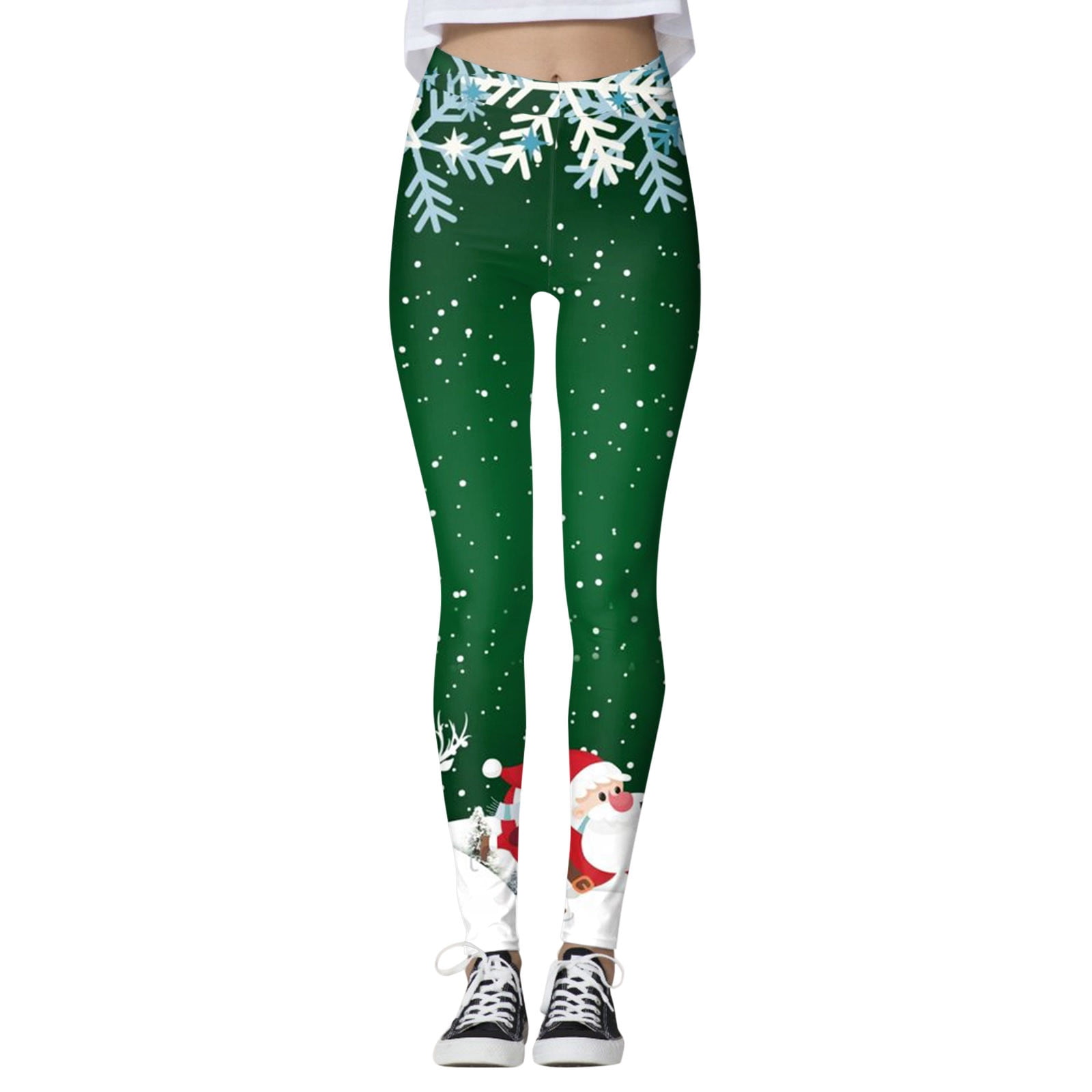 Fsqjgq Womens Christmas Leggings Fashion Snowflake Reindeer Printed ...