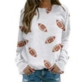thumbnail image 1 of Fsqjgq Womens Football Sequin Rugby Sweatshirt Game Day Y2K Crewneck Oversized Hoodies Long Sleeve Pullover Tops Blouse White S, 1 of 5