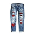 thumbnail image 1 of Fsqjgq Womens Jeans Trendy Blue Jeans for Women Valentine's Day Plaid Patch Ripped Jeans Love Printed Denim Pants Skinny Distressed Denim Jeans Plus Size Straight Leg Jeans Womans Jeans Denim Pants, 1 of 5