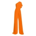 thumbnail image 1 of Fsqjgq Womens Jumpsuit Rompers Summer Casual Jumpsuit Solid Color Jumpsuit Straight Pants Simple and Exquisite Design Orange S, 1 of 3