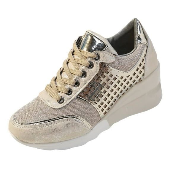 Fsqjgq Womens Shoes Fashion Shoes Women Sneakers Gold Zipper Platform Trainers Lace up Tenis Feminino Womens Casual Shoes Gold 39