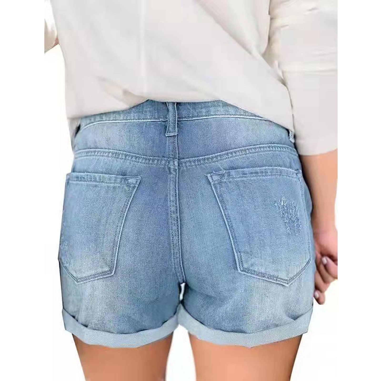 Fsqjgq Womens Shorts Stretch Pull On Jean Shorts for Women Summer Pants