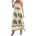 thumbnail image 1 of Fsqjgq Womens Summer Dresses Casual Dresses for Women Party Dress Grad Dresses Smocked Sleeveless Flowy Print Boho Vacation Maxi Dress Boho Vacation Dresses Casual T Shirt Dress Casual Ruffle A-L L, 1 of 5