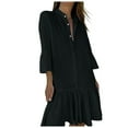 thumbnail image 1 of Fsqjgq Womens Summer Dresses Shirt Dresses for Women Party Dress Guest Wedding Dresses Fashion Casual Button Up Ruffled Hem Long Dress Boho Vacation Dresses Casual T Shirt Dress Summer Casual Flo 2XL, 1 of 5