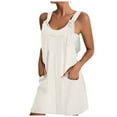 thumbnail image 1 of Fsqjgq Womens Summer Dresses Vacation Dresses for Women Party Dress Light Pink Dress Women Short Dress Loose Casual Jumpsuit Adjustable Tie Jumpsuit Sleeveless Dress with Pockets Boho Vacation Dr XL, 1 of 5