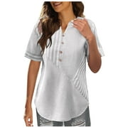 FSQJGQ Womens Summer Tops Crop Top Blouse Tunic Women's Fashion Casual Cotton Material New Striped Splicing Short Sleeved T Shirt Color Shirt Tunic Tops Sports Tee Baseball Tank Tops for Women XL