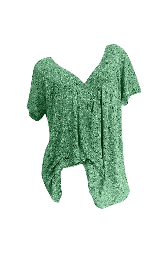 Womens Summer Tops Fashion Tunic Blouses Casual Floral Print Tunic Tops V Neck Ruffle Short Sleeve Summer Shirts Tops Loose T Shirt Blouses Plus Size Boho Tops Womens Summer Outfits White S