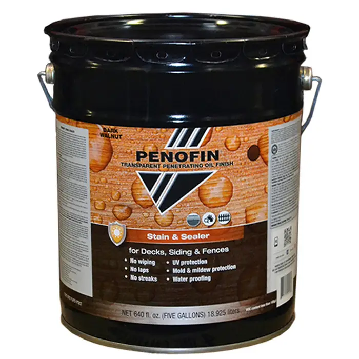 5 gal Penofin FSSDW5G Dark Walnut Stain & Sealer Transparent Penetrating Oil Finish Stain & Sealer