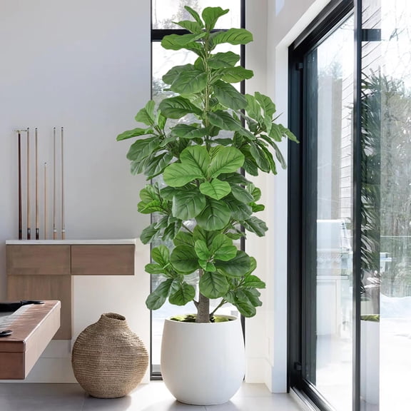 Fsslower 6FT Fiddle Leaf Fig Tree Artificial Trees in Black Pot
