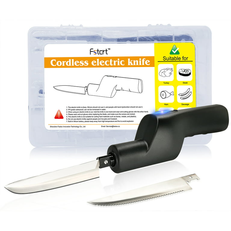 Fstcrt cordless electric knife, ElectricTurkey knife, Portable rechargeable  lithium electric knife with safety lock, Used for carving meat, steak,  fish, poultry, bread, vegetables, handmade, etc 