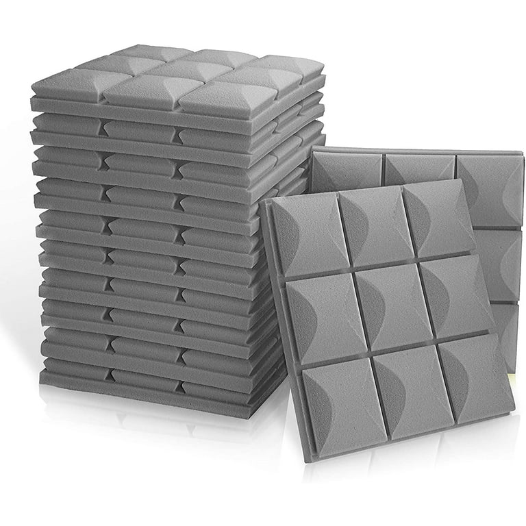 Fstop Labs Acoustic Foam Panels, 12 Pack 12 x 12 x 12 Mushroom Studio  Wedge Tiles, Sound Proof Foam Panels for Wall, Gray 