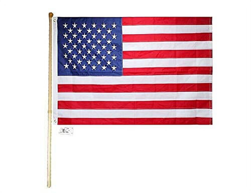 5' Ft Foot Wooden Flag Pole Kit with Mount Bracket 3x5 Embroidered