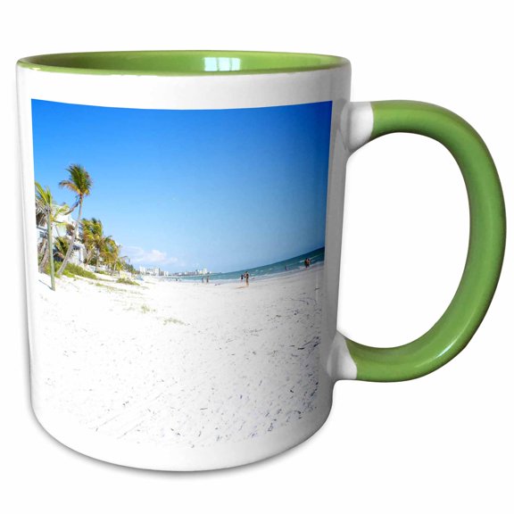 3drose, Ft. Myers Beach Ii, 11oz Two-tone Green Mug