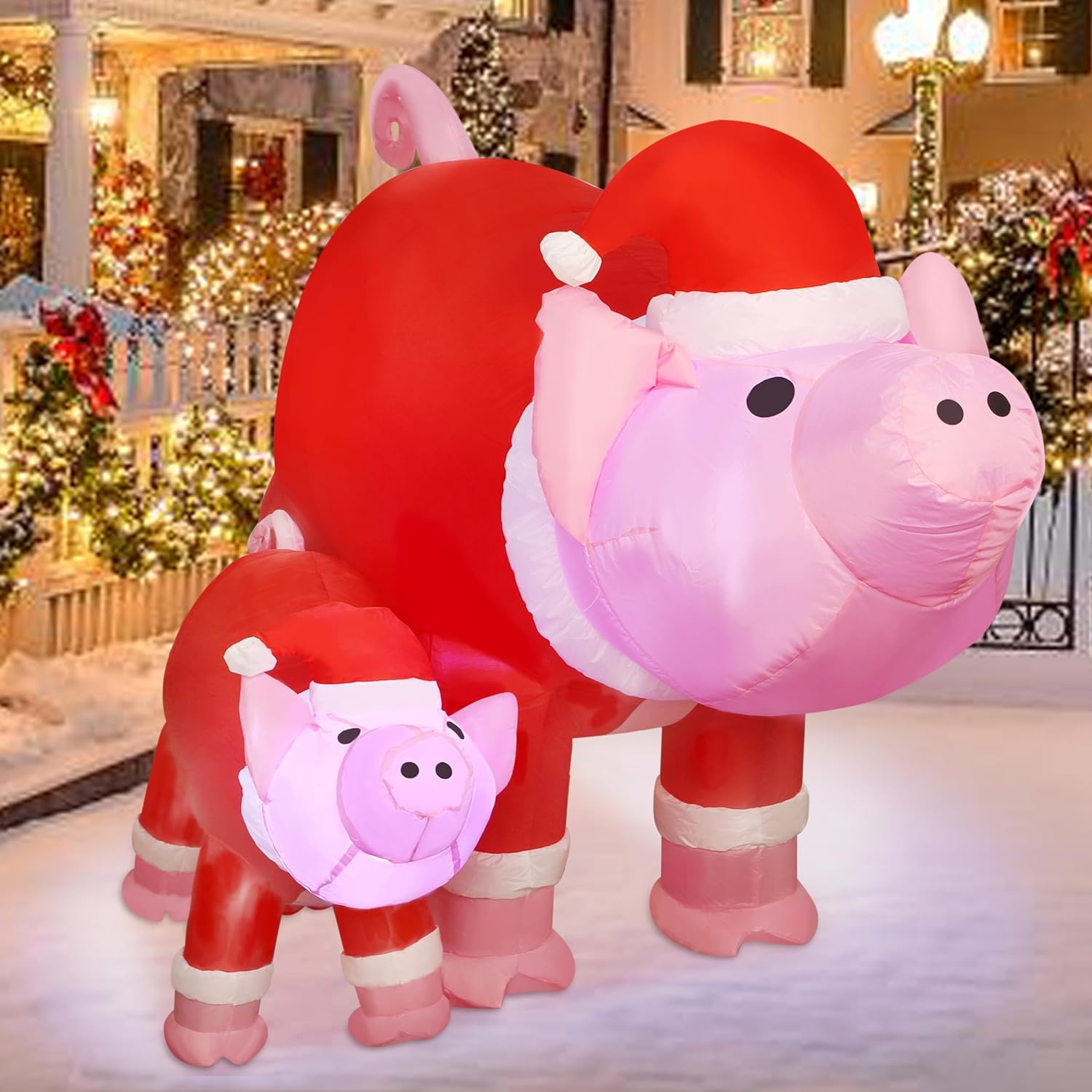 Ft Tall Christmas Inflatable Pig, LED Lights Outdoor Indoor Holiday