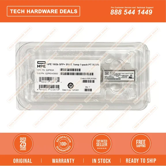Ftlf8529P4Bcvahp Hpe Sub Pn New Sealed Hp 16Gb Sfp+ Sw 1-Pack C Temp Xcvr