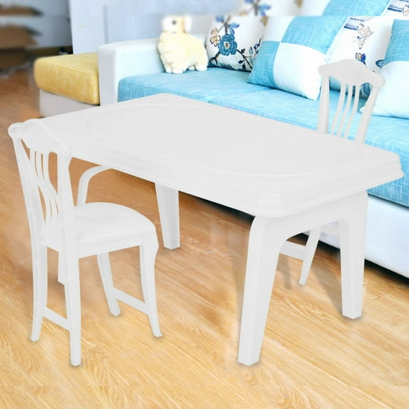 Ftory 3 Pcs Dolls Accessory Dinner Table And Chairs For Pin Doll,Dolls Dinner Table Chair,Table And Chairs For Doll