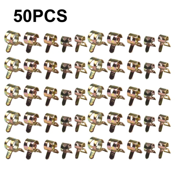 Ftrimoun 50Pcs Spring Hose Clamp Kit 5-9mm, Stainless Steel Fuel Oil Water Line Clips for Car Truck Air Pipe Tube Fastener Assortment Automotive