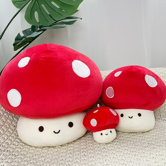 Ftwujt 9.05 in Mushroom Pillow,Mushroom Stuffed Animal,Mushroom Plush,Decor Pillow,Cute Red Mushroom Plush Pillow, Soft Mushroom Plushie, Hugging Plush Gift for Girls, boys, Home Decorred