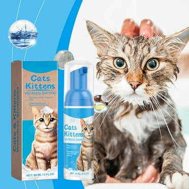 Ftwujt Cat Shampoo， Cat Shampoo And Conditioner， Cat Bath， Cat Dandruff Treatment， Waterless Cat Shampoo, Licking Safe Dry Shampoo, No Rinse Foam, Grooming for Cat, pH Balanced (60ml) Shampoo