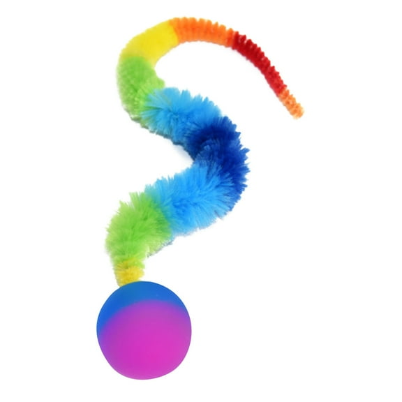 Ftwujt Cat Worm Toy,Bouncy Balls for Cats,Cat Ball Toy,Worm Cat Toy,Bouncy Ball with Tail Cat Toys-1 Packs,Magic Worm with Large Colorful Ball Toy for Cats,Fuzzy Worm Bouncy Balls Cat Toy