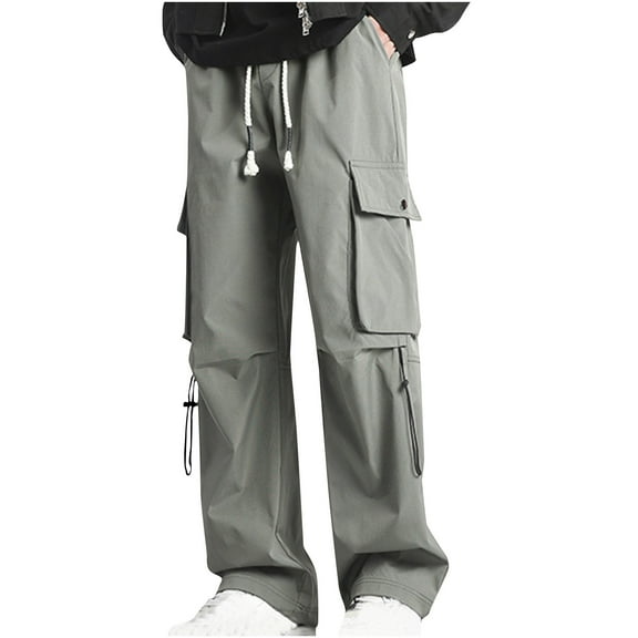 Ftwytp Cargo Pants for Mens Casual Fleece Joggers Drawstring Sweatpants Trousers Cotton Stretch Athletic Pants Pockets Work Trousers Comfort Tracksuit Bottoms Pants