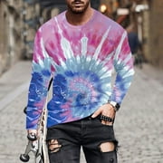 FTWYTP Graphic Plus Size Long Sleeve Men Trendy Designer 3D Gradient Printed Funny T Shirts Crewneck Slim Fit Casual Hipster Tees Tops