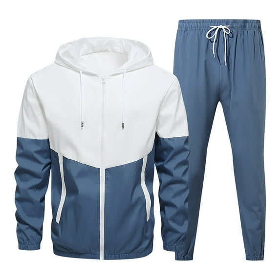 Ftwytp Jackets For Men Tech Fleece Tracksuit Jacket 2024 Casual Long Sleeve Hooded Sweat Suit Long Sleeved Hooded Sports Color Matching Set