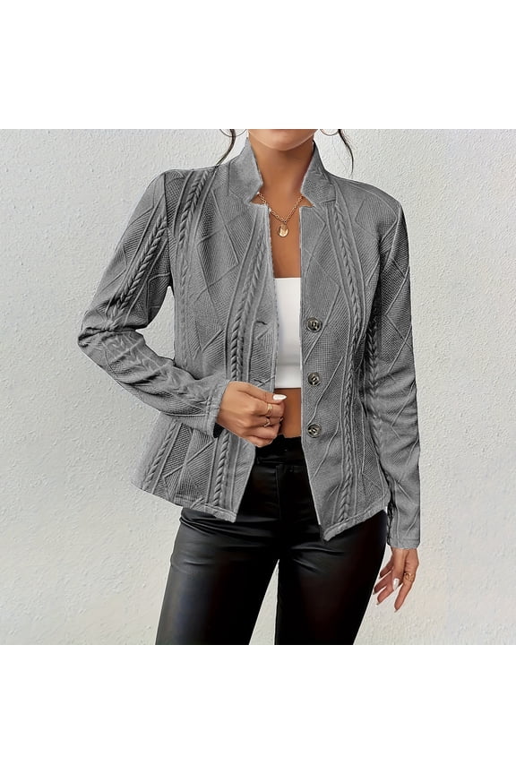 Jackets for Women Casual Buttons Solid Color Long Sleeved Jumper with Pockets Fashion Lapel Loose Fitting Jacket Daily Comfortable Going Out Outwear Coats