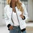 thumbnail image 1 of Ftwytp Jackets for Women Casual Long Sleeve Lightweight Bomber Jacket Classic Vintage Coat Full Zip Up Ribbed Collar Outwear Boho Floral Print Jackets, 1 of 5