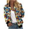 thumbnail image 1 of Ftwytp Jackets for Women Fashion Color Blocked Long Sleeves Zipper Jackets with Pockets Casual Boho Style Jacket Comfortable Hoodless Cardigans, 1 of 1