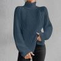 Ftwytp Jumpers High Neck Tops for Women Plus Size Knitted Sweater Long Sleeve Athletic Jumper Pullove Neck Casual Plain Oversized Comfy Soft Pullovers