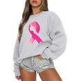 thumbnail image 1 of Ftwytp Lovely Pink Ribbon Graphic Fall Casual Round Neck Pullover Sweatshirts Tops Dressy Loose Long Sleeve T-Shirts Blouses, 1 of 5