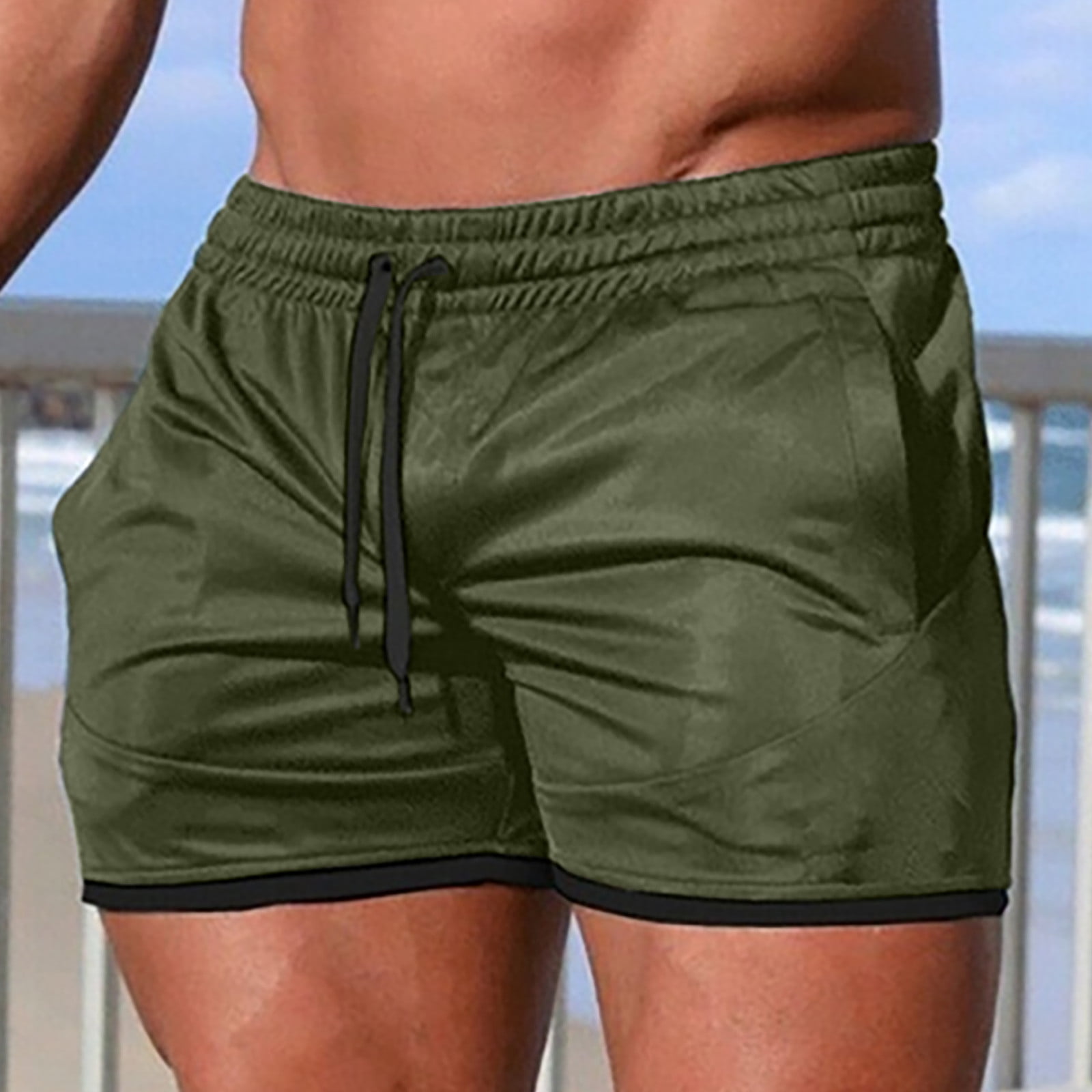 Ftwytp Men Solid Breathable Threepoint Pants Beach Shorts Sports