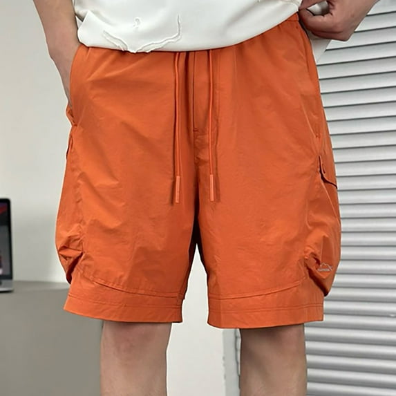 Ftwytp Men's Casual Drawstring Shorts, Solid Color 5-inch Length with Pockets, Comfortable and Stylish for Everyday Wear and Outdoor Activities