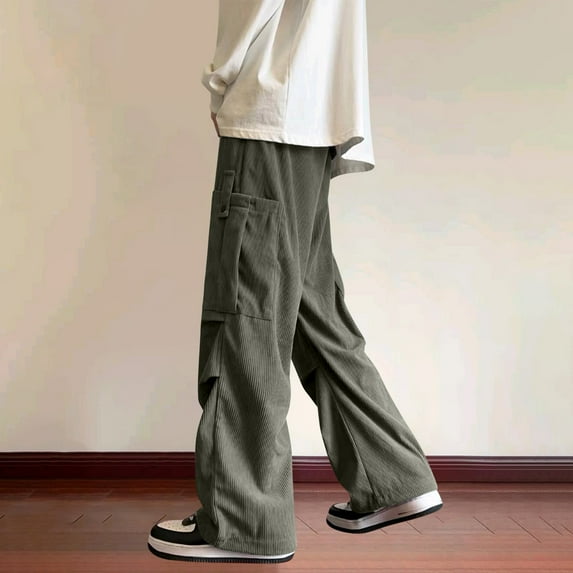 Ftwytp Men's Casual Fleece Joggers Drawstring Sweatpants Cotton Stretch Athletic Pants Cargo Work Trouser Comfort Tracksuit Bottoms Pants Loose fit Trousers