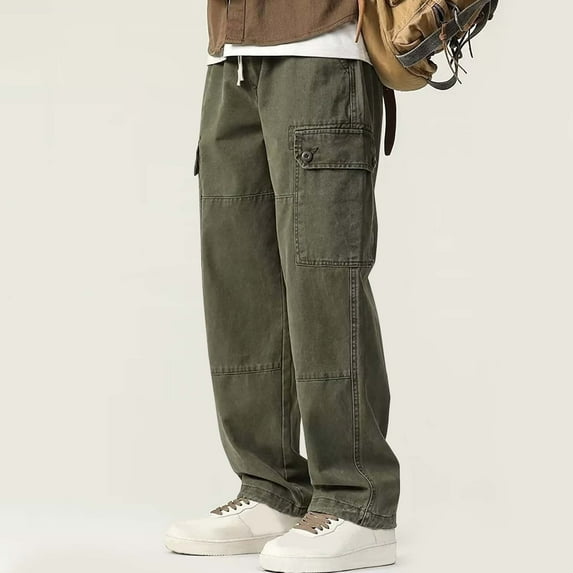 Ftwytp Men's Casual Fleece Joggers Drawstring Sweatpants Cotton Stretch Athletic Pants Cargo Work Trouser Comfort Tracksuit Bottoms Pants Loose fit Trousers